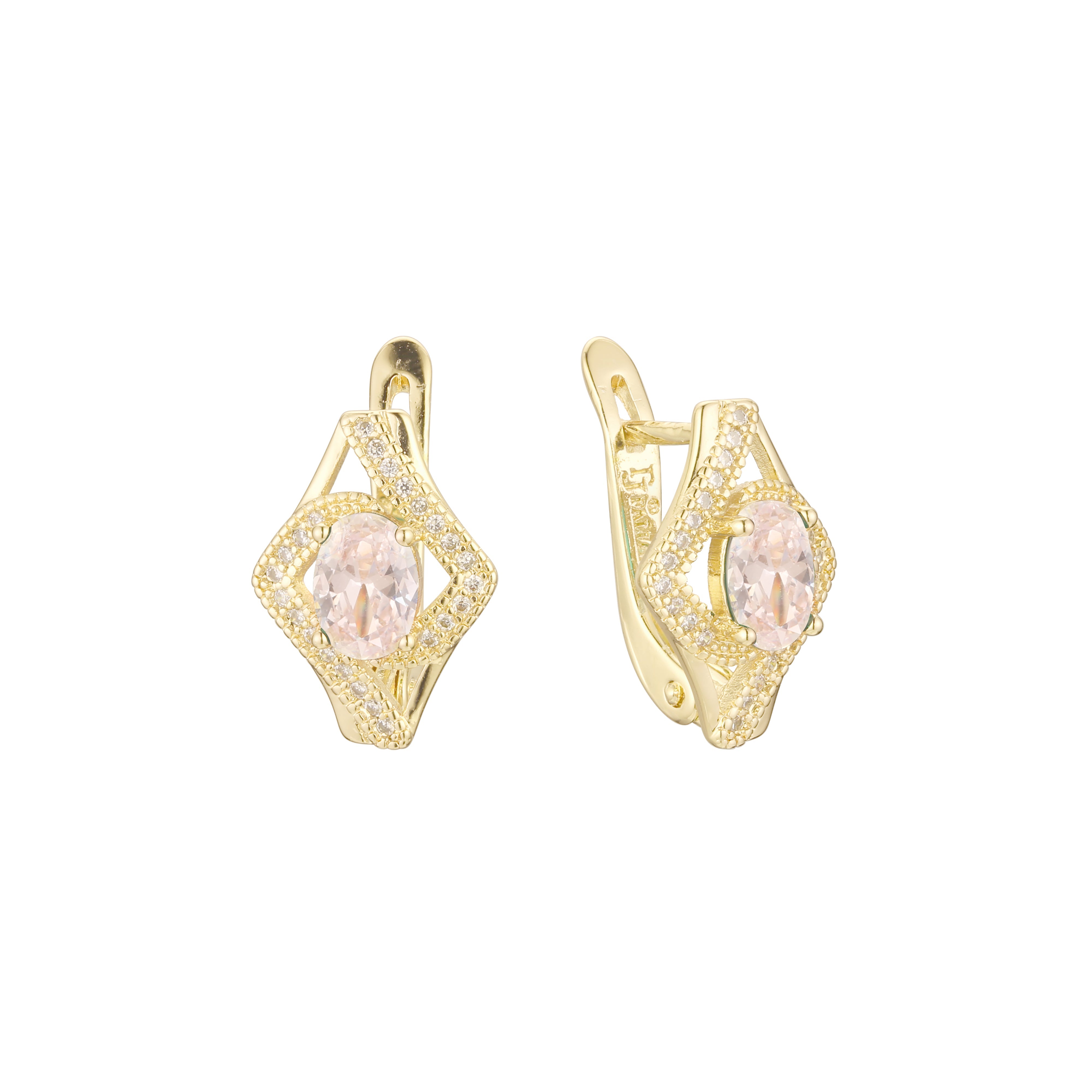 Brincos Cluster em ouro 14K, ouro rosa, duas cores de revestimento