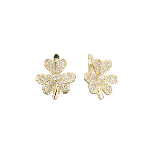 Brincos Clover Cluster em ouro 14K, ouro rosa, duas cores de revestimento