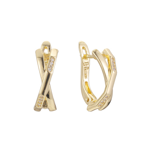 Cross earrings in 14K Gold, Rose Gold, two tone plating colors