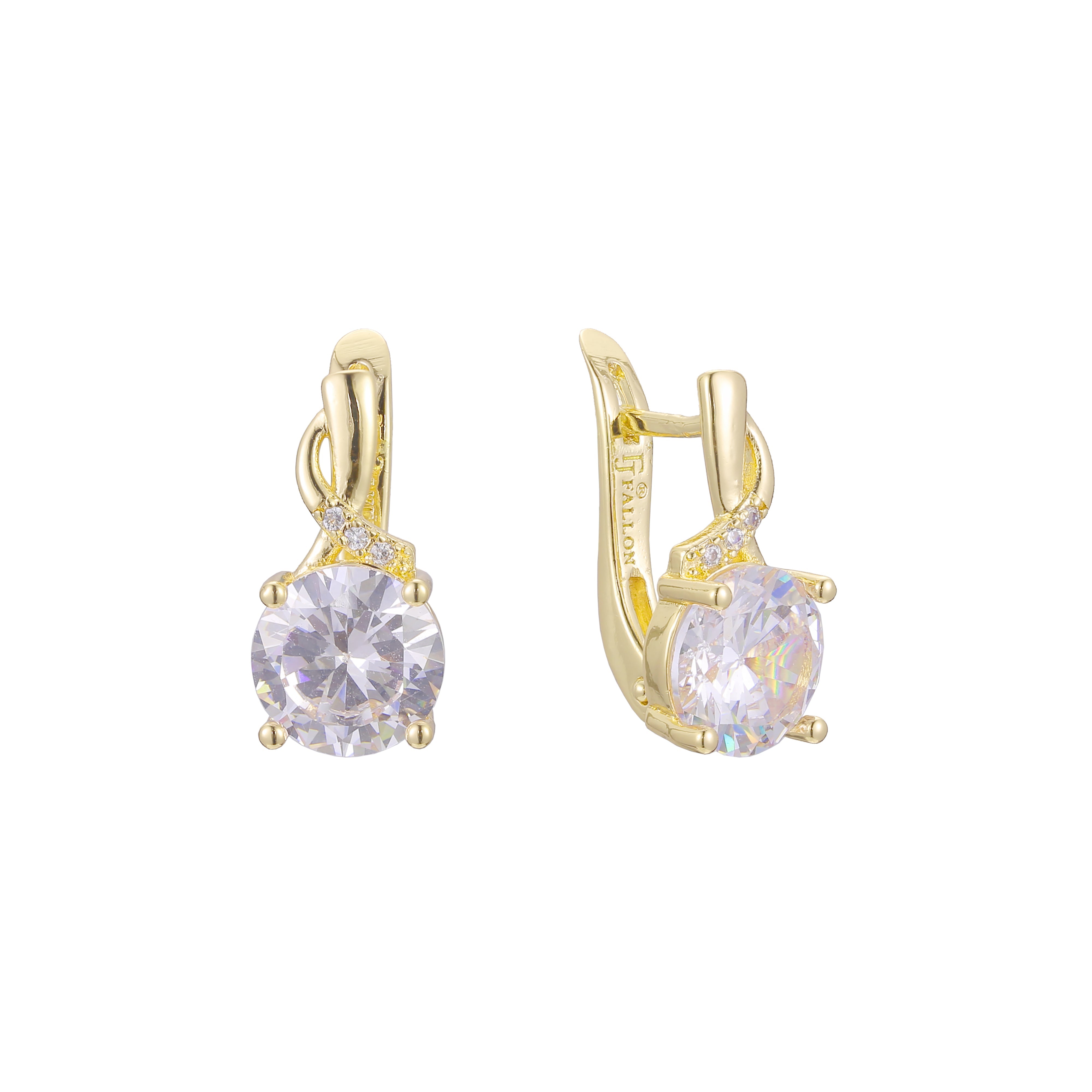 Solitaire earrings in 14K Gold, Rose Gold, two tone plating colors