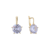 Solitaire big round CZ 14K Gold, Rose Gold earrings