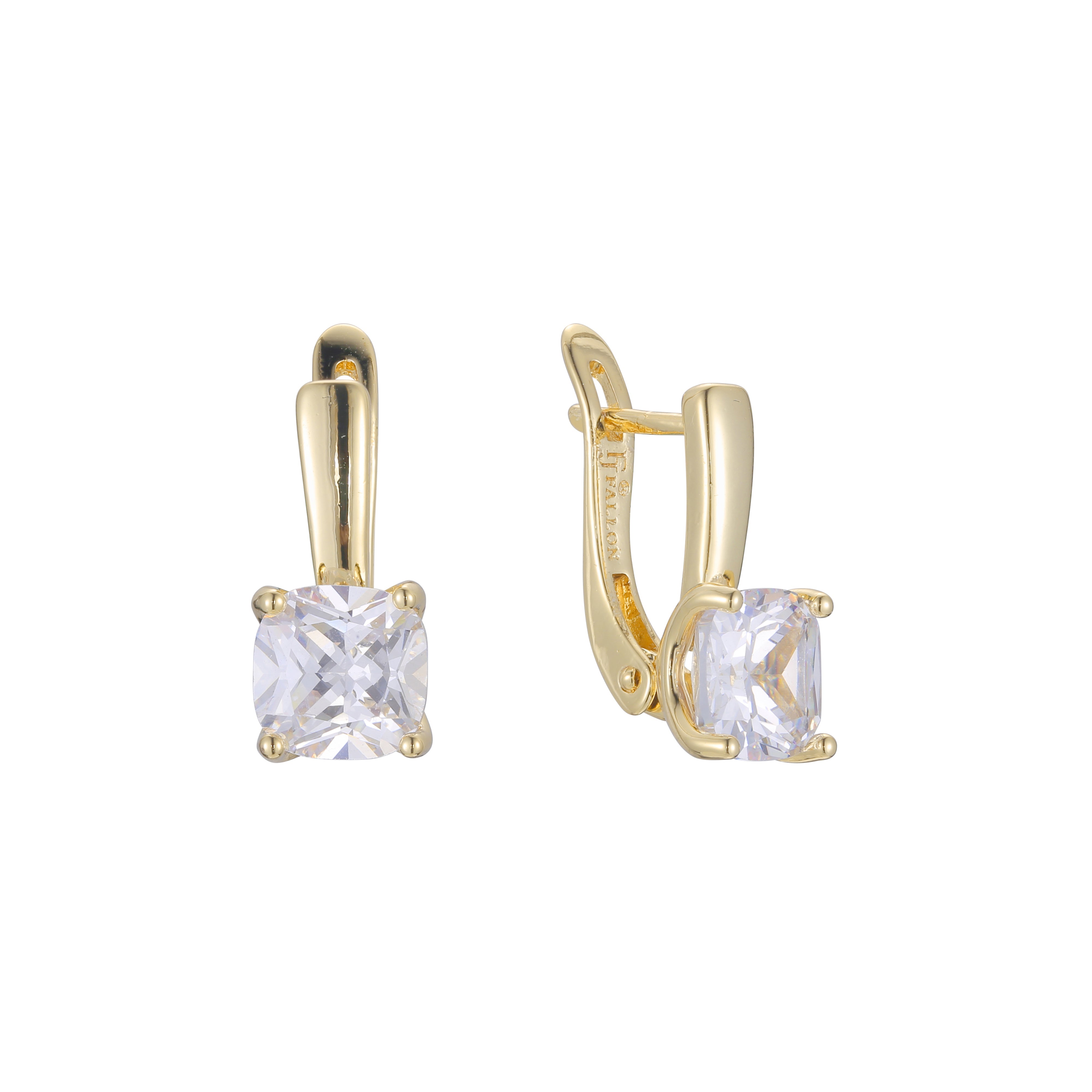 Solitaire big colorful stone earrings in 14K Gold, Rose Gold plating colors