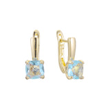 Solitaire big colorful stone earrings in 14K Gold, Rose Gold plating colors