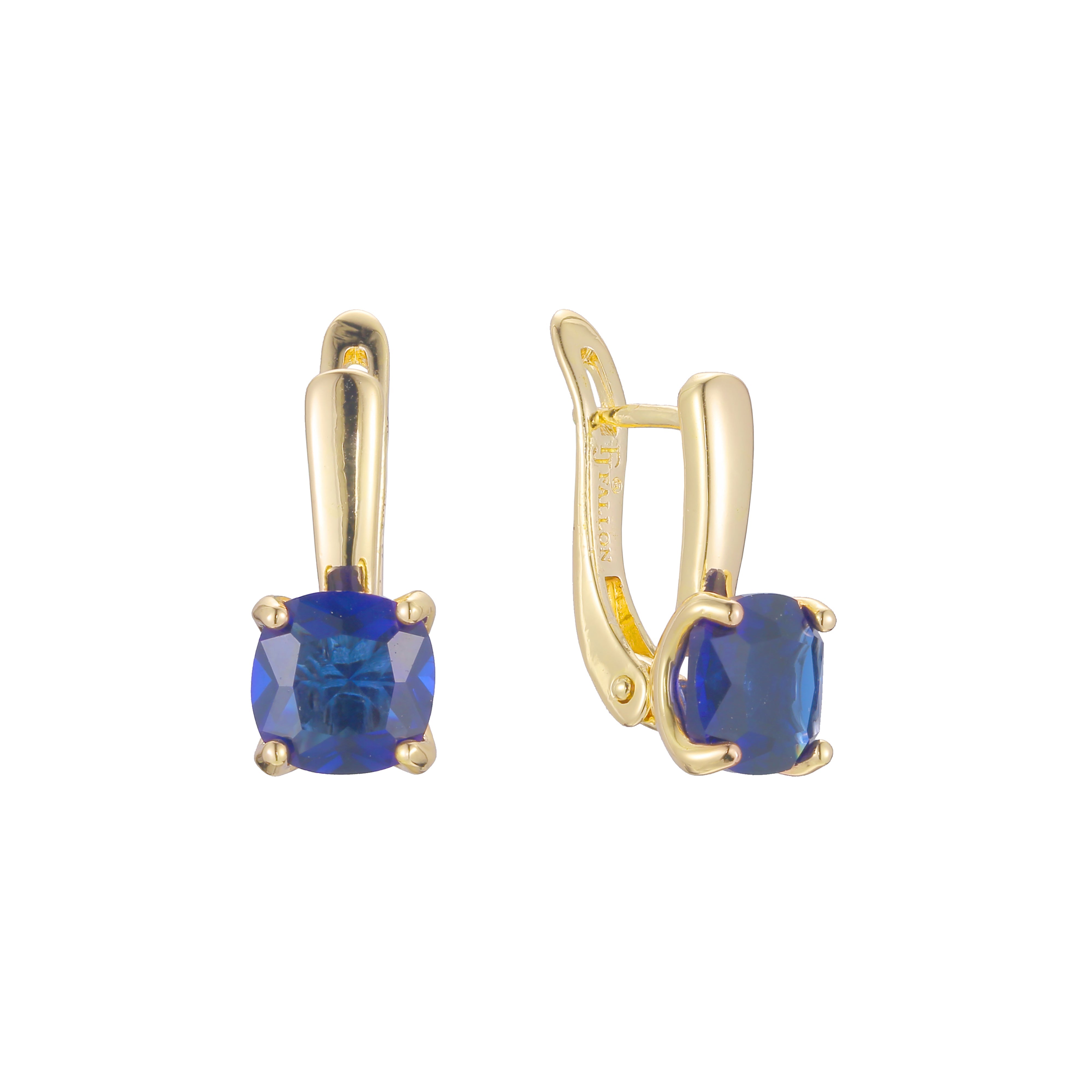 Solitaire big colorful stone earrings in 14K Gold, Rose Gold plating colors