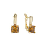 Solitaire big colorful stone earrings in 14K Gold, Rose Gold plating colors