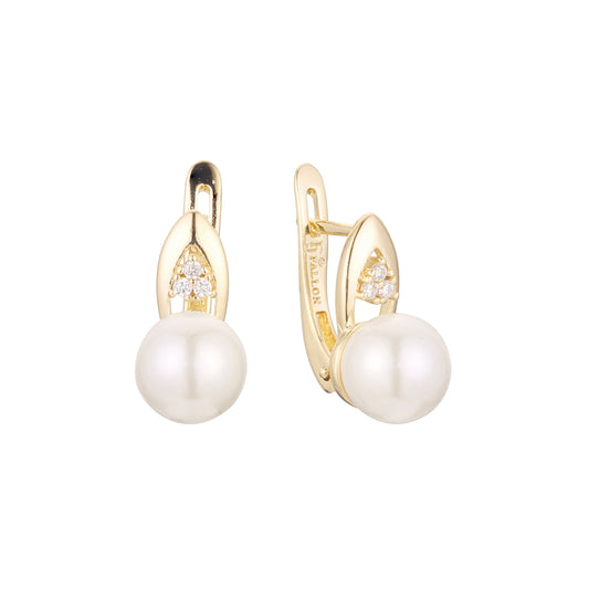 Aretes de perlas en Oro 14K, Oro Rosa, baño en dos colores