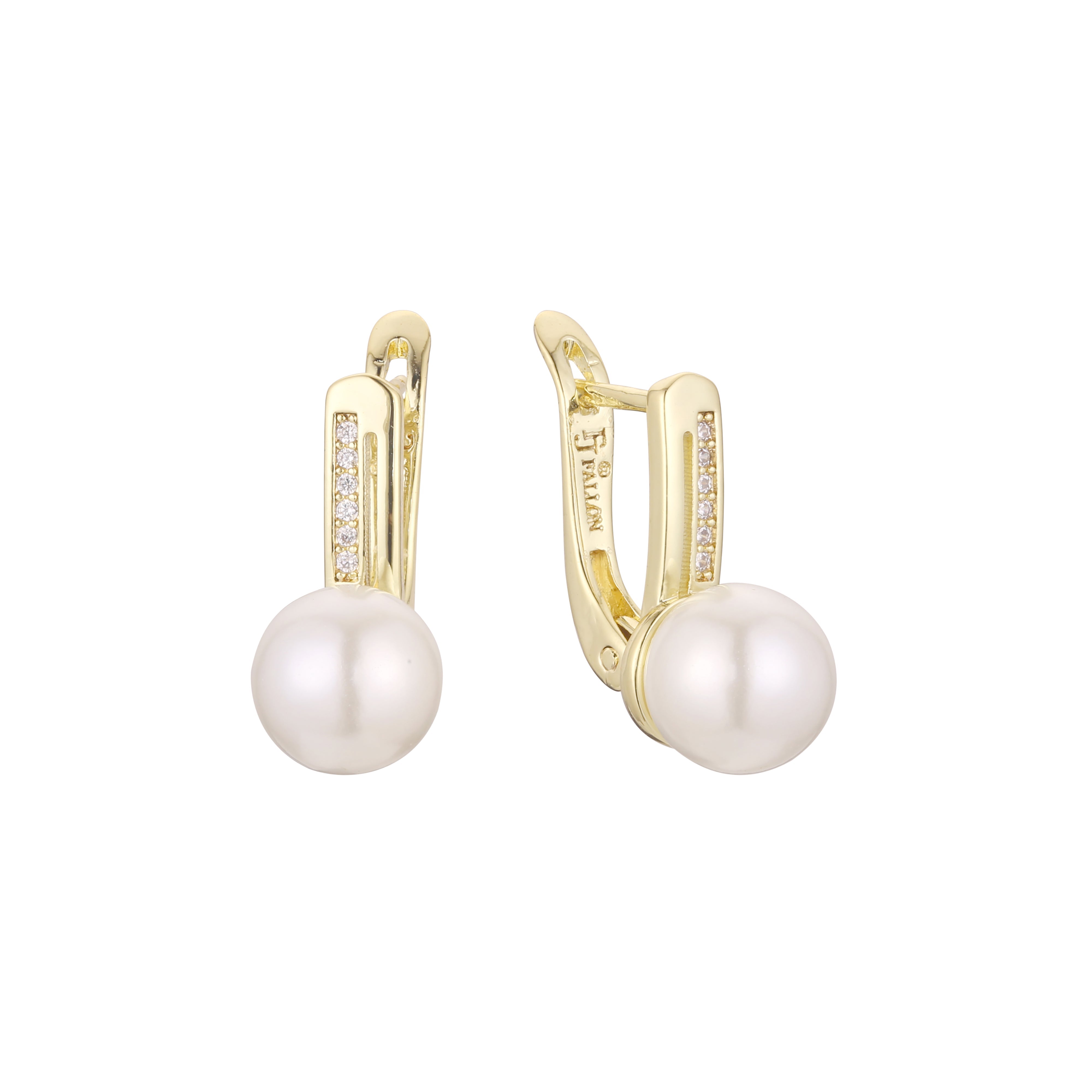 Pearl earrings in 14K Gold, Rose Gold, two tone plating colors