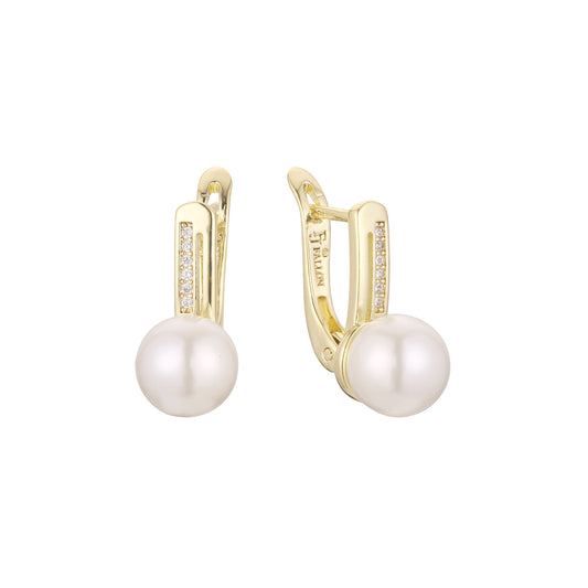 Pearl earrings in 14K Gold, Rose Gold, two tone plating colors