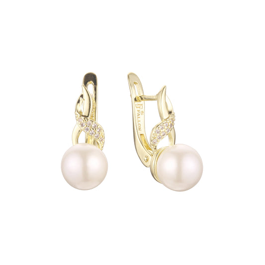 Pearl earrings in 14K Gold, Rose Gold, two tone plating colors