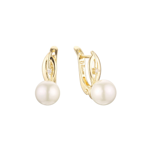 Pearl earrings in 14K Gold, Rose Gold, two tone plating colors