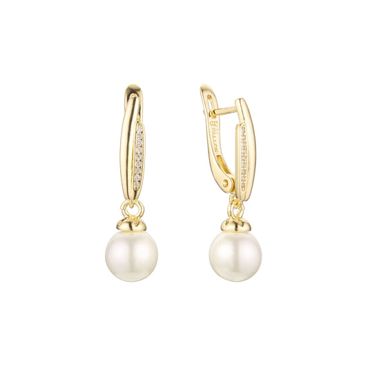 Pearl earrings in 14K Gold, Rose Gold, two tone plating colors