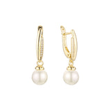 Pearl earrings in 14K Gold, Rose Gold, two tone plating colors