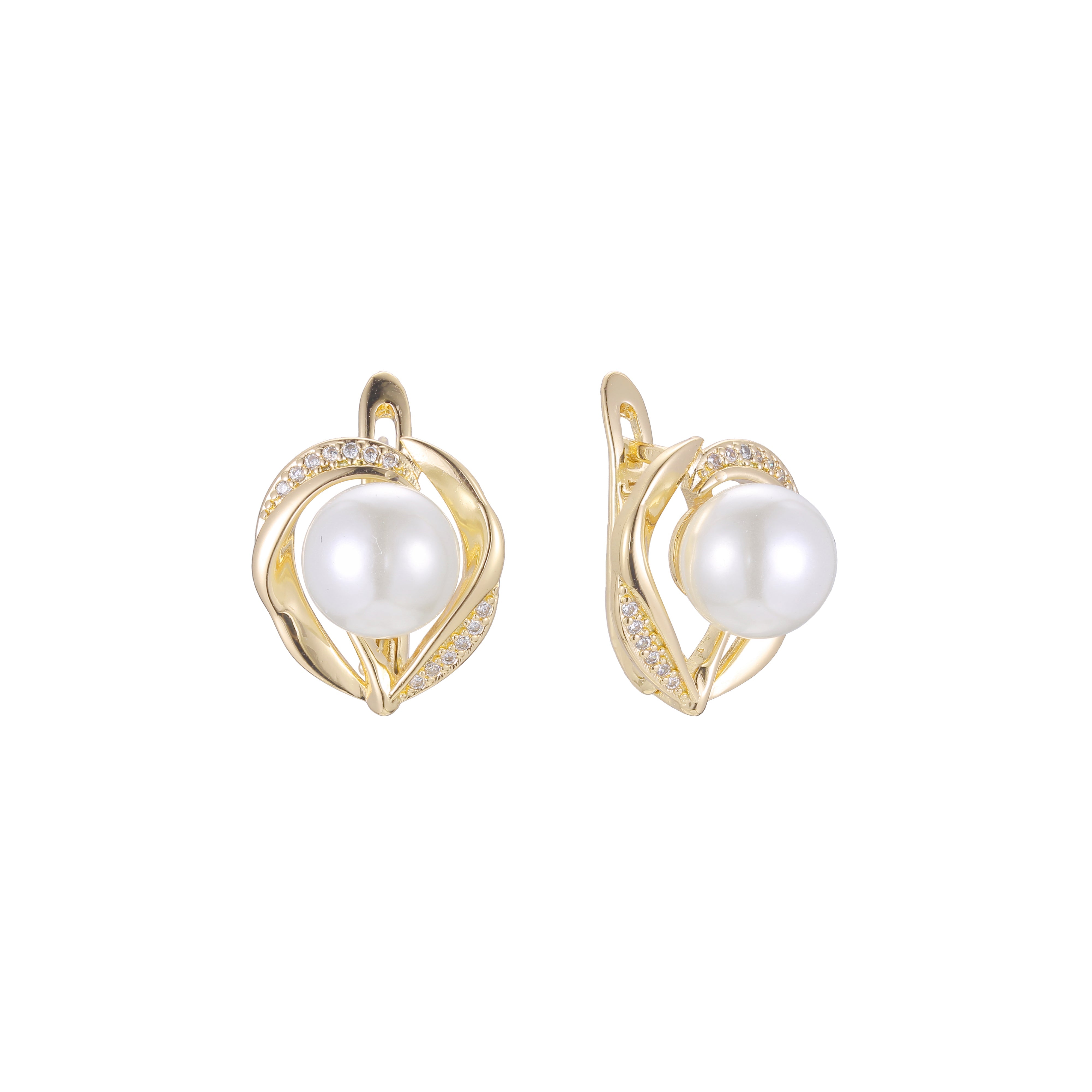 Aretes de perlas en Oro 14K, Oro Rosa, baño en dos colores