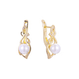 Pearl earrings in 14K Gold, Rose Gold, two tone plating colors