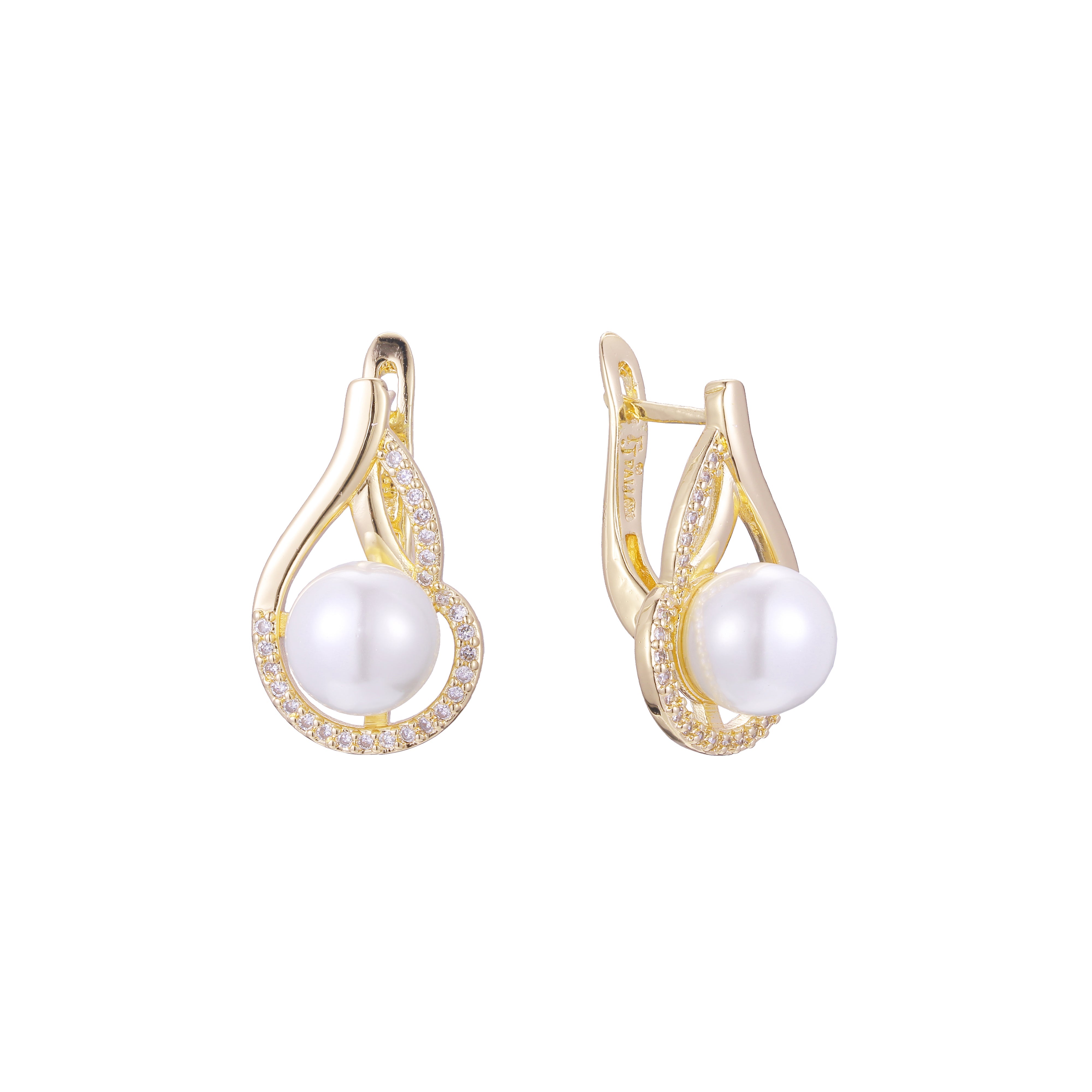 Aretes de perlas en Oro 14K, Oro Rosa, baño en dos colores