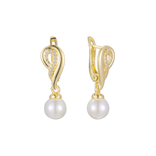 Pearl earrings in 14K Gold, Rose Gold, two tone plating colors