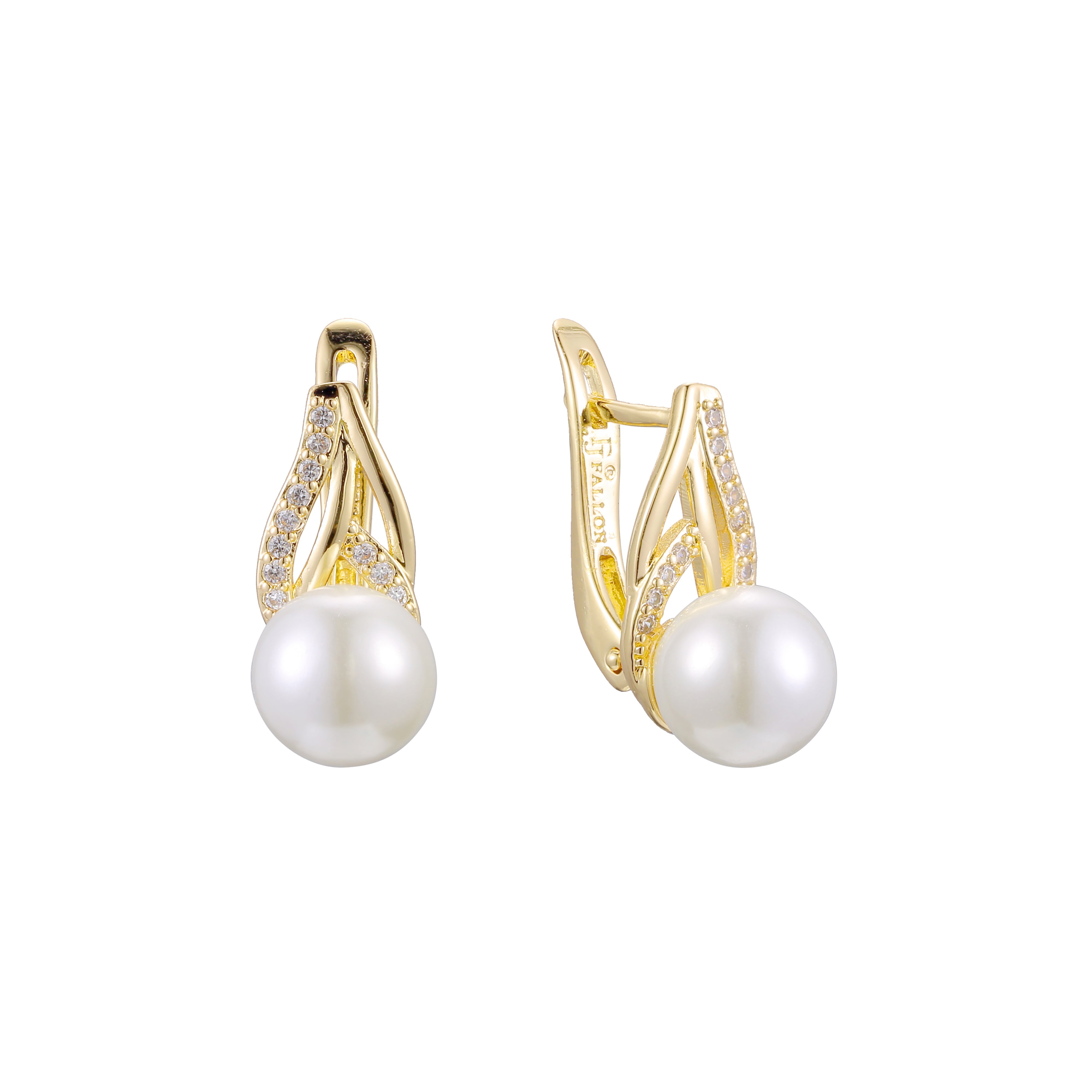 Pearl earrings in 14K Gold, Rose Gold, two tone plating colors