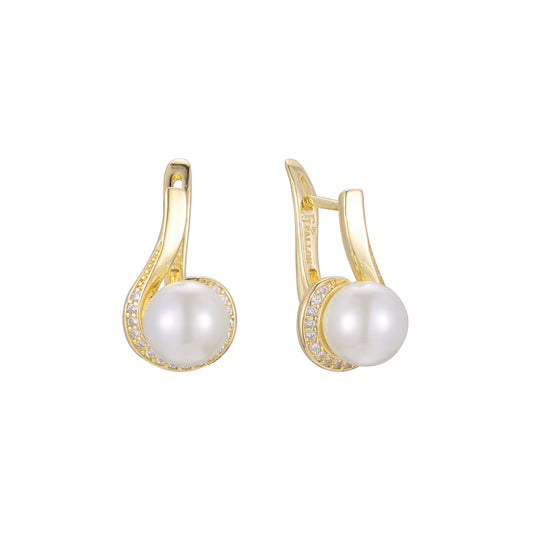 Aretes de perlas en Oro 14K, Oro Rosa, baño en dos colores