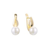 Pearl earrings in 14K Gold, Rose Gold, two tone plating colors