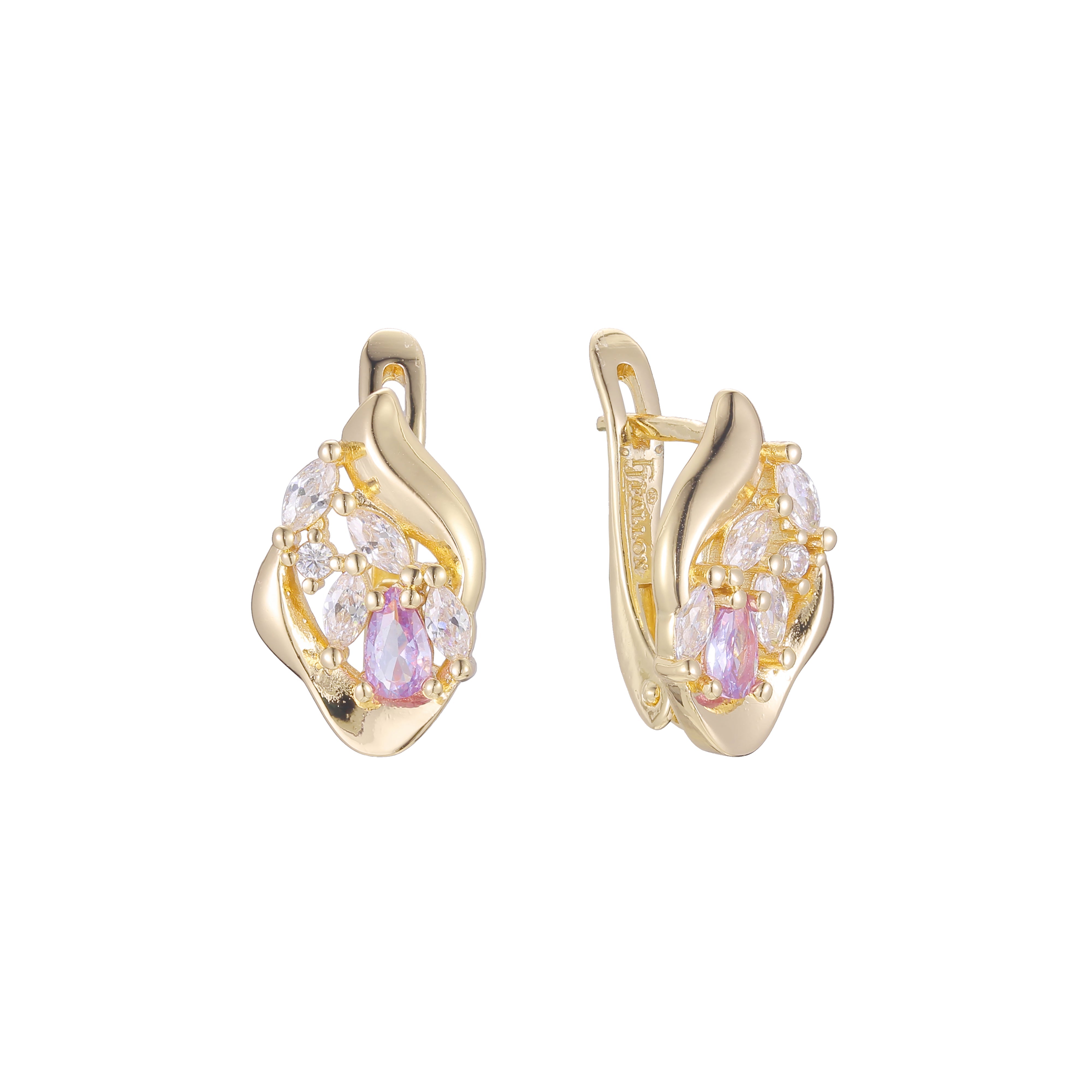 Aretes de racimo en Oro de 14K, baño de Oro Rosa colores