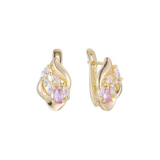 Cluster earrings in 14K Gold, Rose Gold plating colors