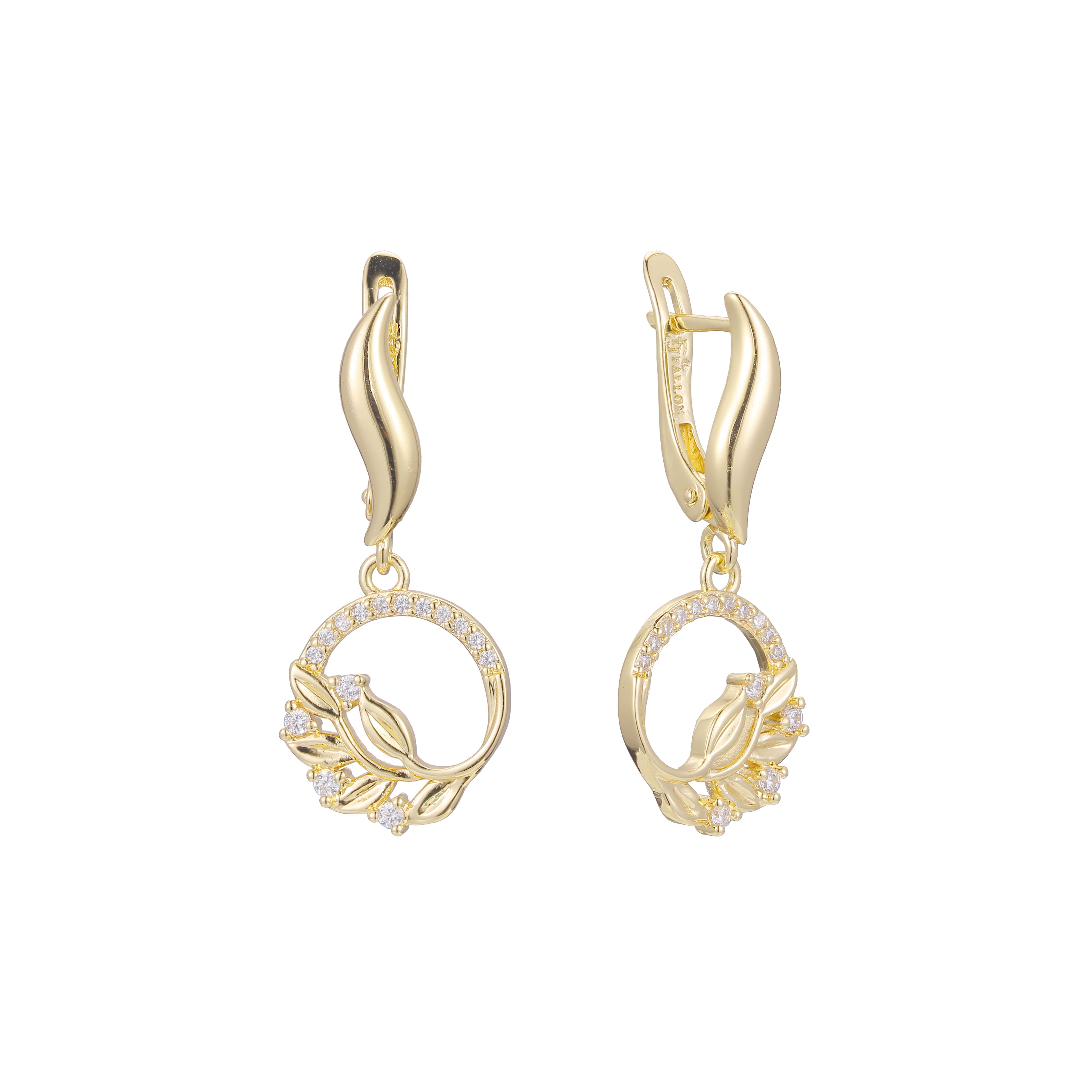 Elegant life leaves cluster earrings in 14K Gold, Rose Gold, two tone plating colors