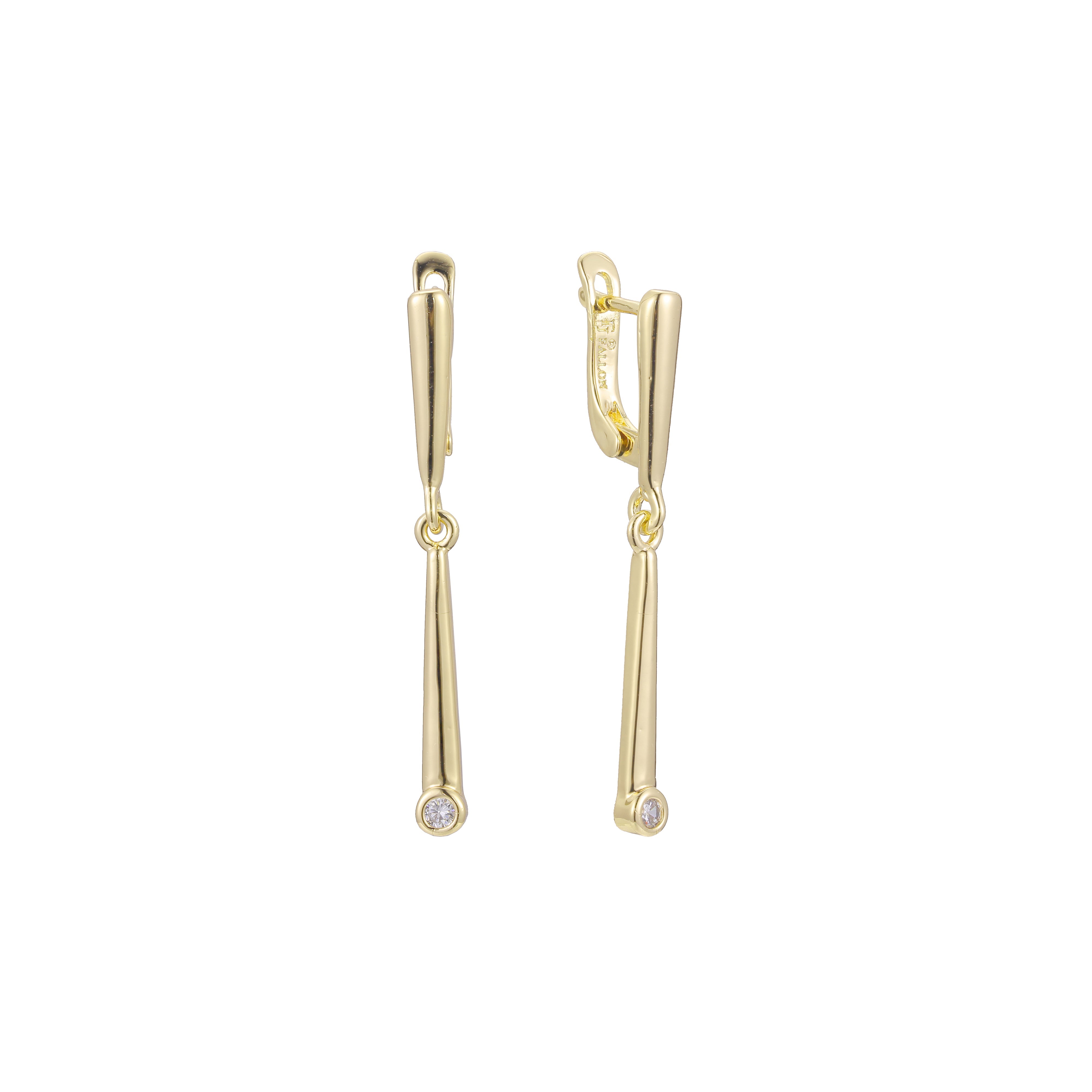 Tall solitaire earrings in 14K Gold, Rose Gold, two tone plating colors