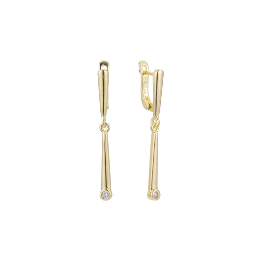 Aretes solitarios altos en Oro de 14K, Oro Rosa, baño de dos tonos