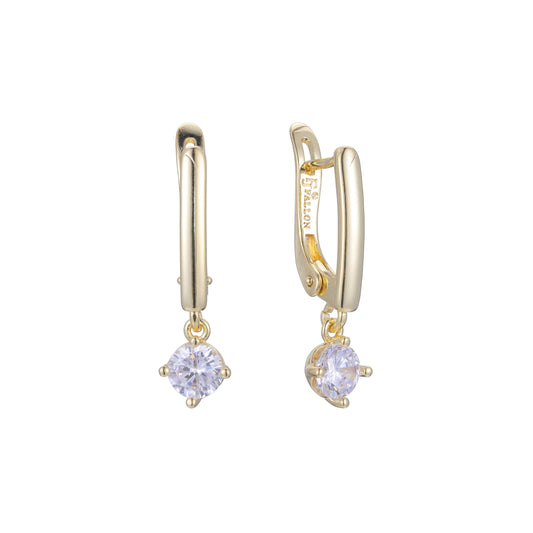 Solitaire earrings in 14K Gold, Rose Gold plating colors