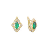 Solitaire big stone earrings in 14K Gold, Rose Gold, two tone plating colors