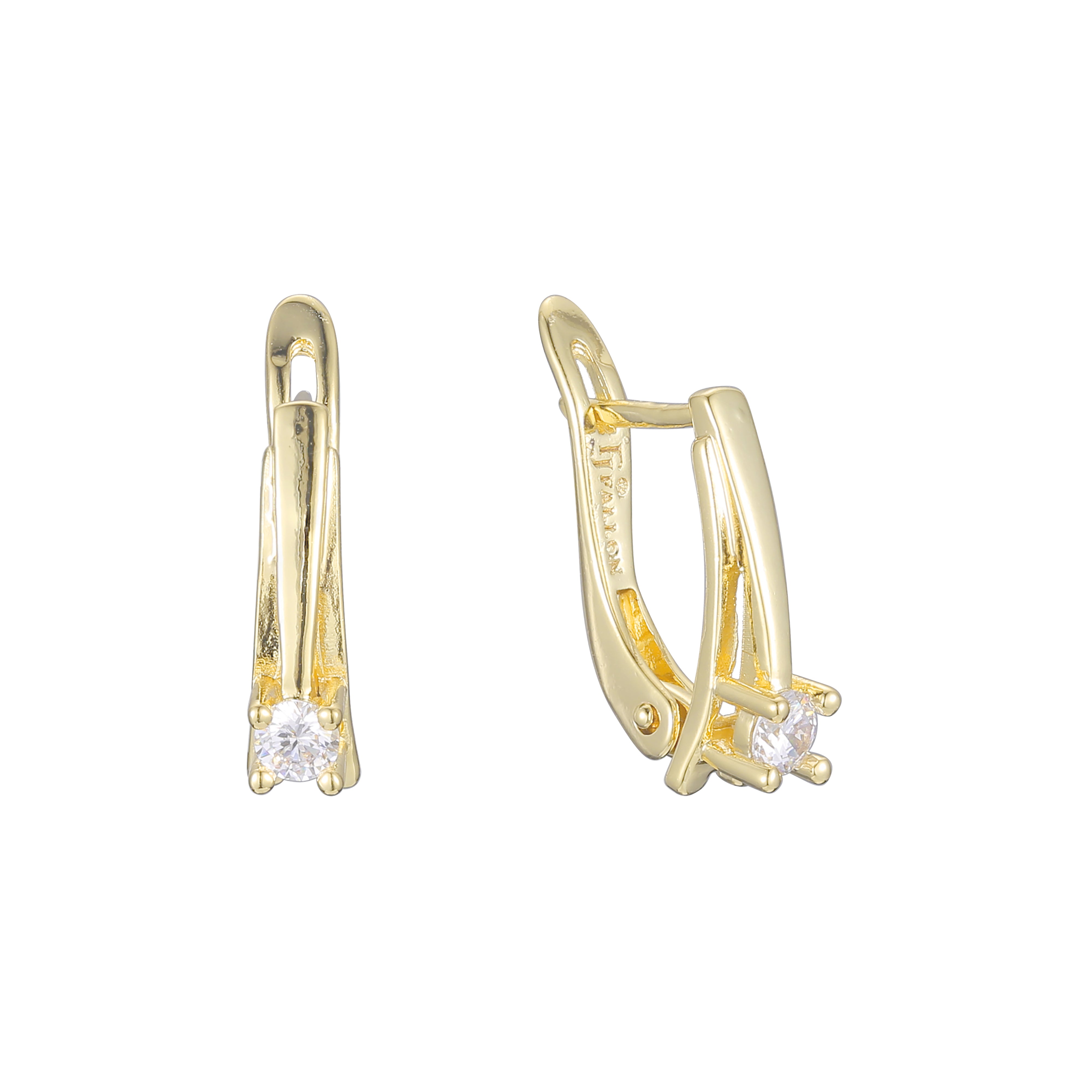 Solitaire earrings in 14K Gold, Rose Gold, two tone plating colors