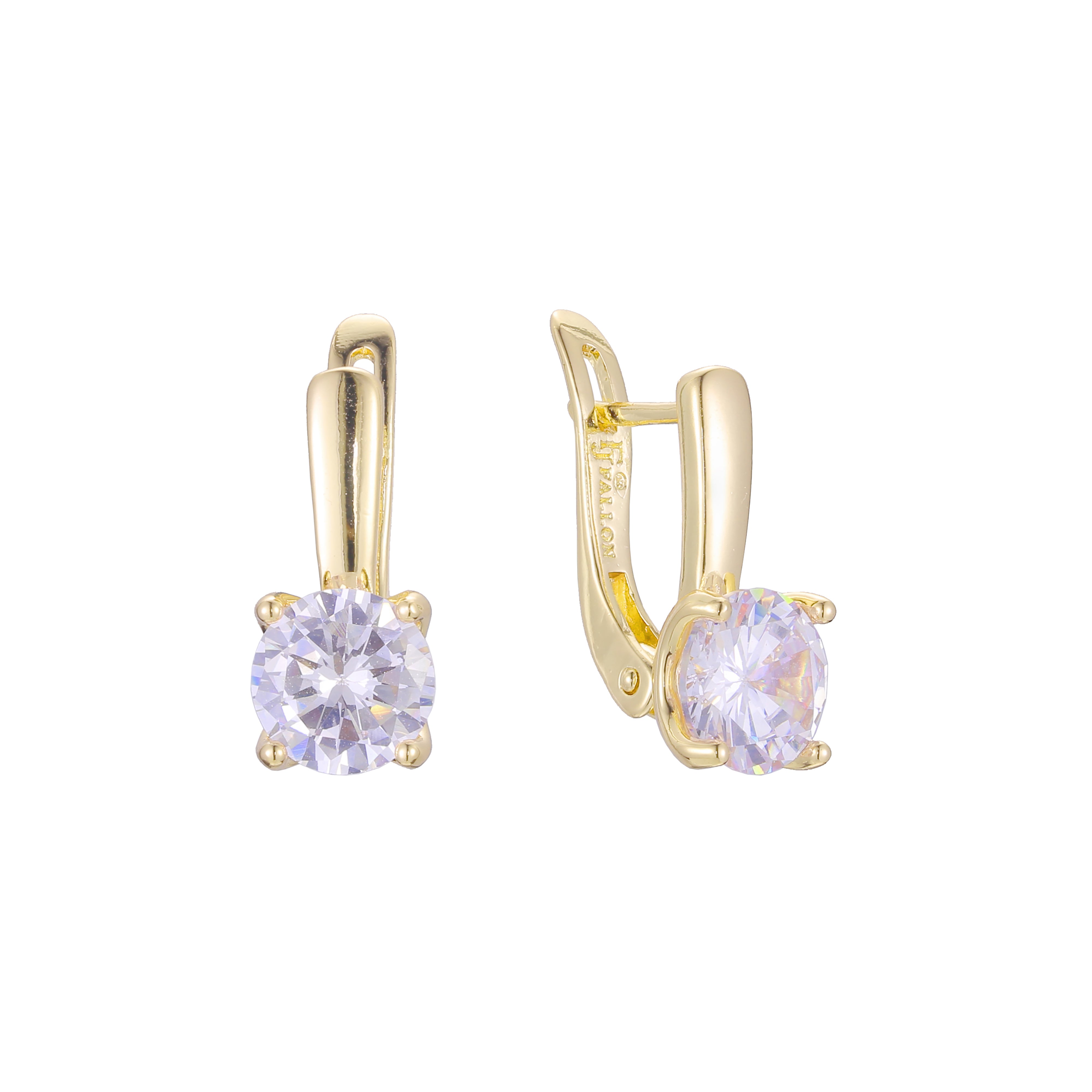 Solitaire colorful earrings in 14K Gold, Rose Gold plating colors