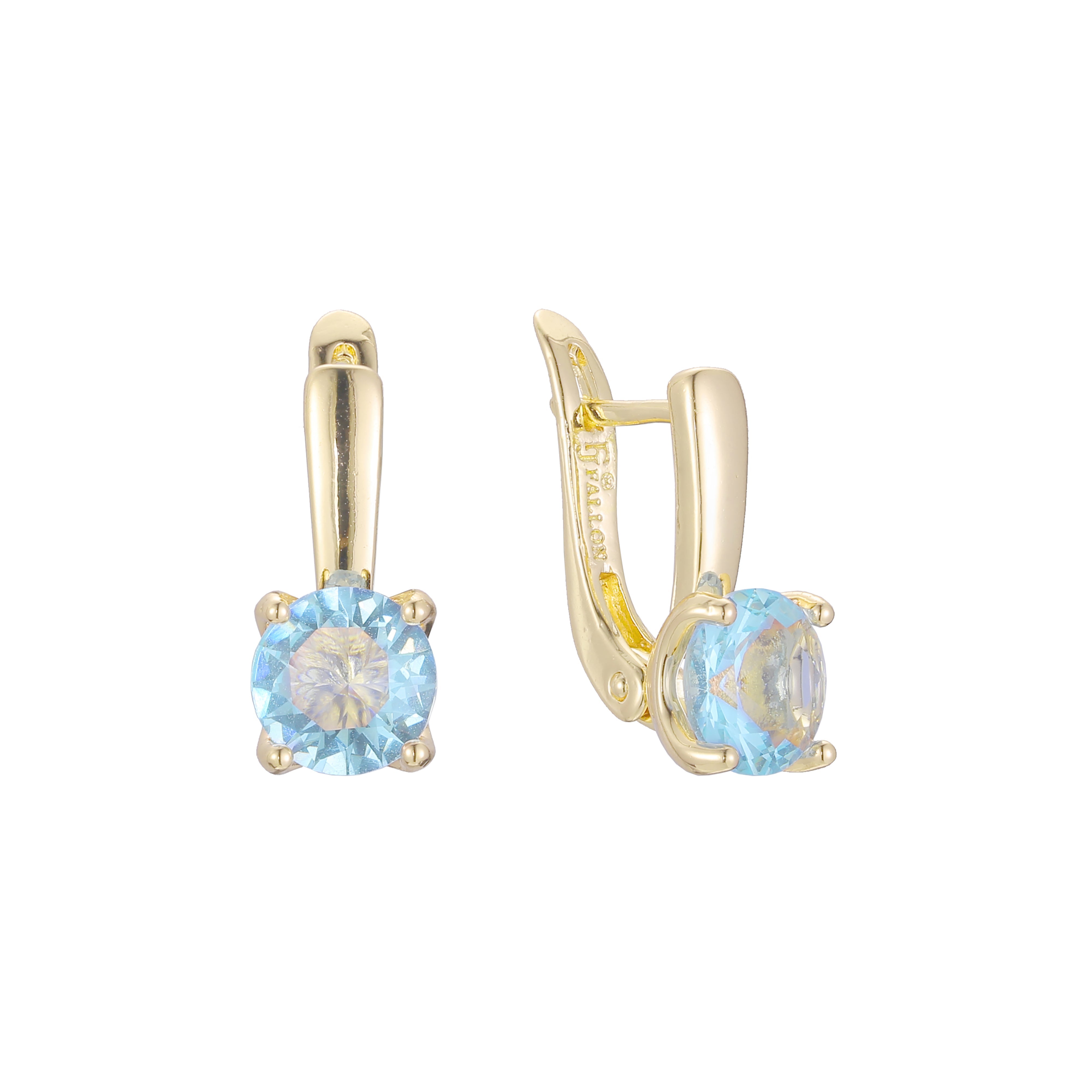 Solitaire colorful earrings in 14K Gold, Rose Gold plating colors