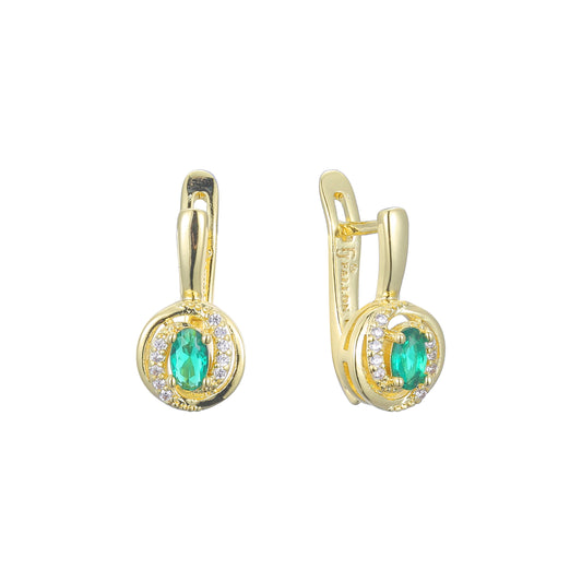 Solitaire big stone earrings in 14K Gold, Rose Gold plating colors