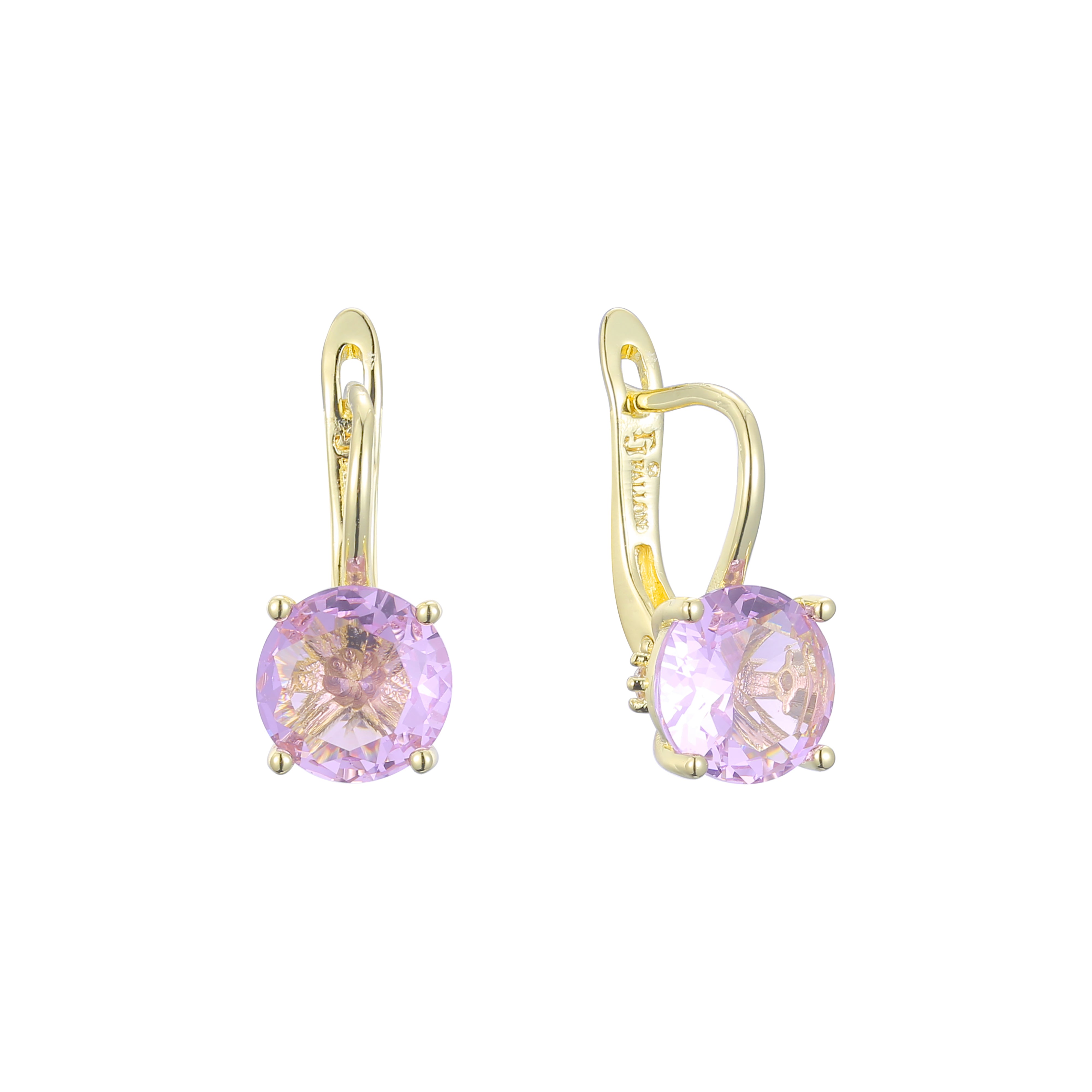 Minimalism Solitaire big CZ 14K Gold, Rose Gold earrings