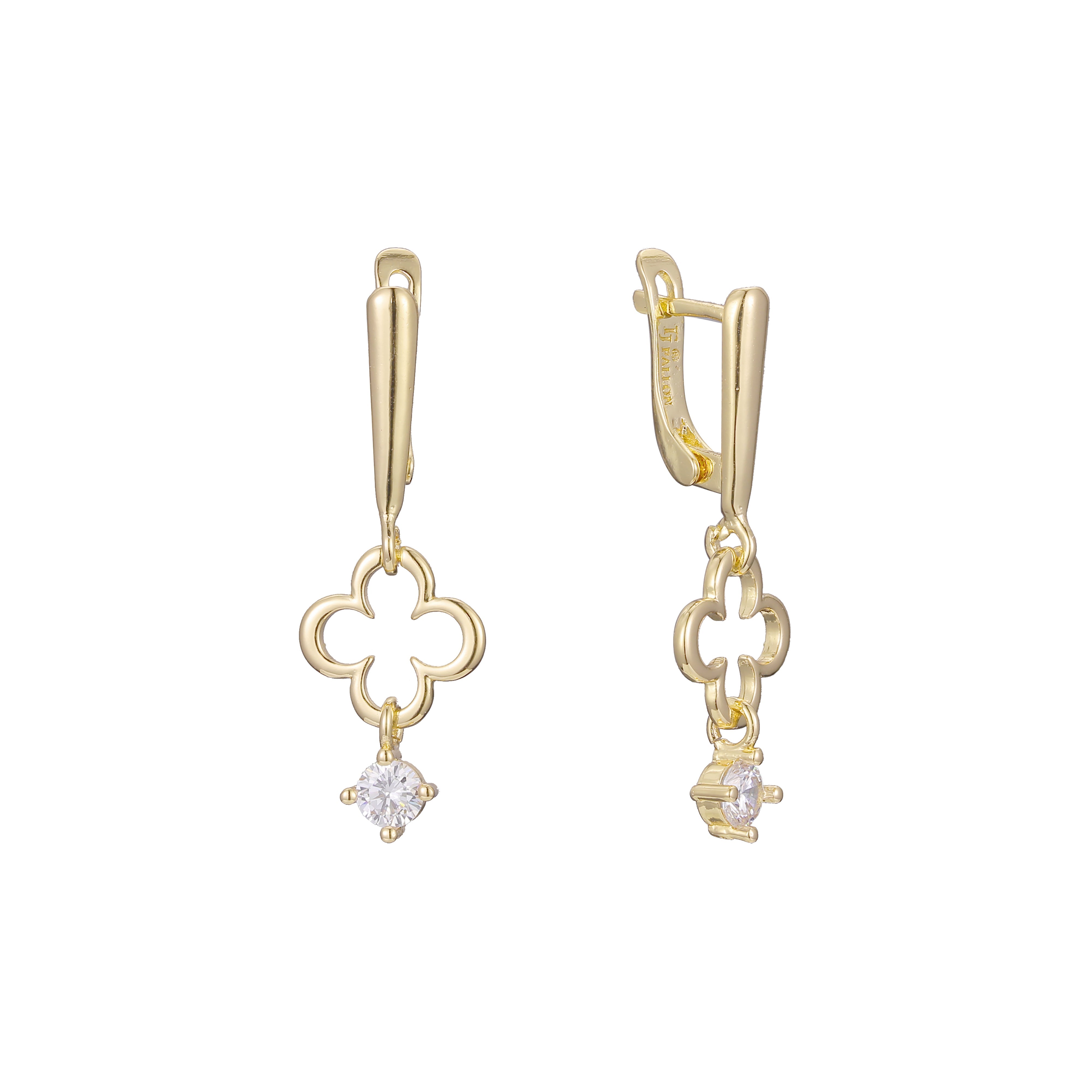 Aretes colgantes Clover en Oro de 14K, baño de Oro Rosa en colores