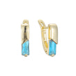 Solitaire squared colorful CZ 14K Gold, Rose Gold earrings