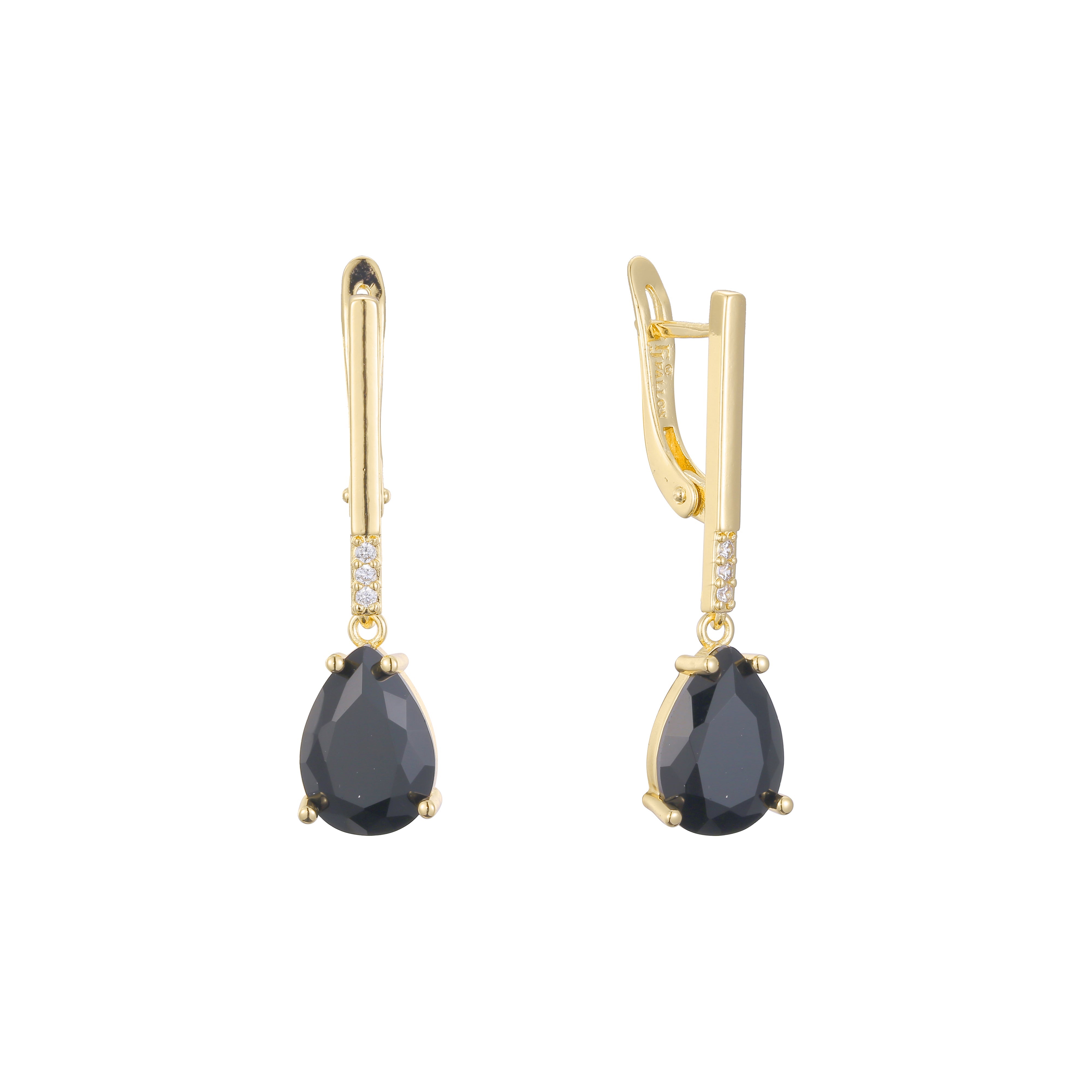 Solitaire teardrop stone earrings in 14K Gold, Rose Gold, two tone plating colors