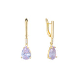 Solitaire teardrop stone earrings in 14K Gold, Rose Gold, two tone plating colors