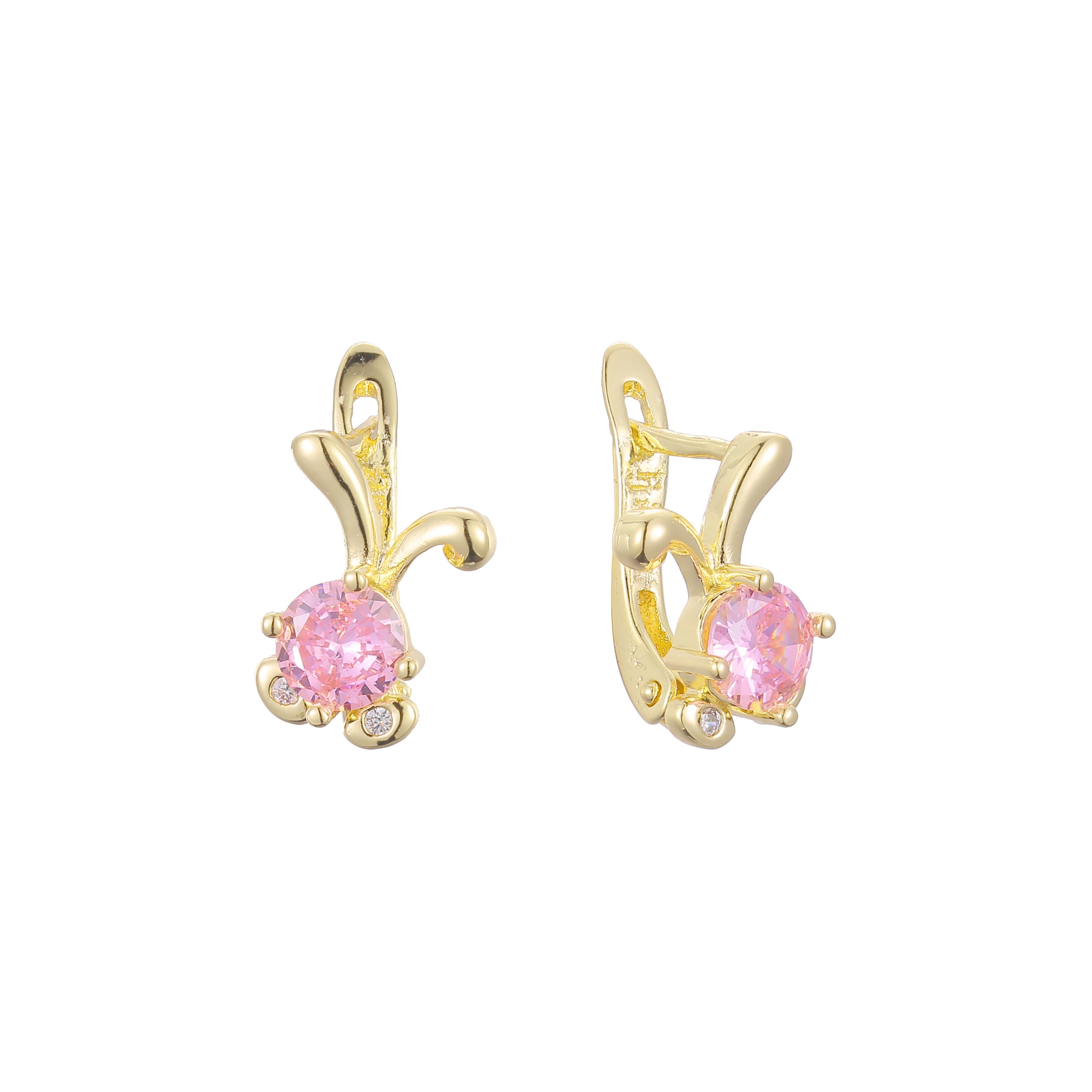 Brincos solitários Butterfly em ouro 14K, cores banhadas a ouro rosa