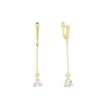 Solitaire long drop earrings plated in 14K Gold, Rose Gold colors