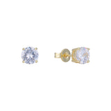 Solitaire Four claws colorful cz 14K Gold, Rose Gold, White Gold Stud earrings