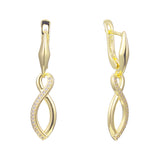 Infinity 8 twisted paved white cz drop 14K Gold, Rose Gold earrings