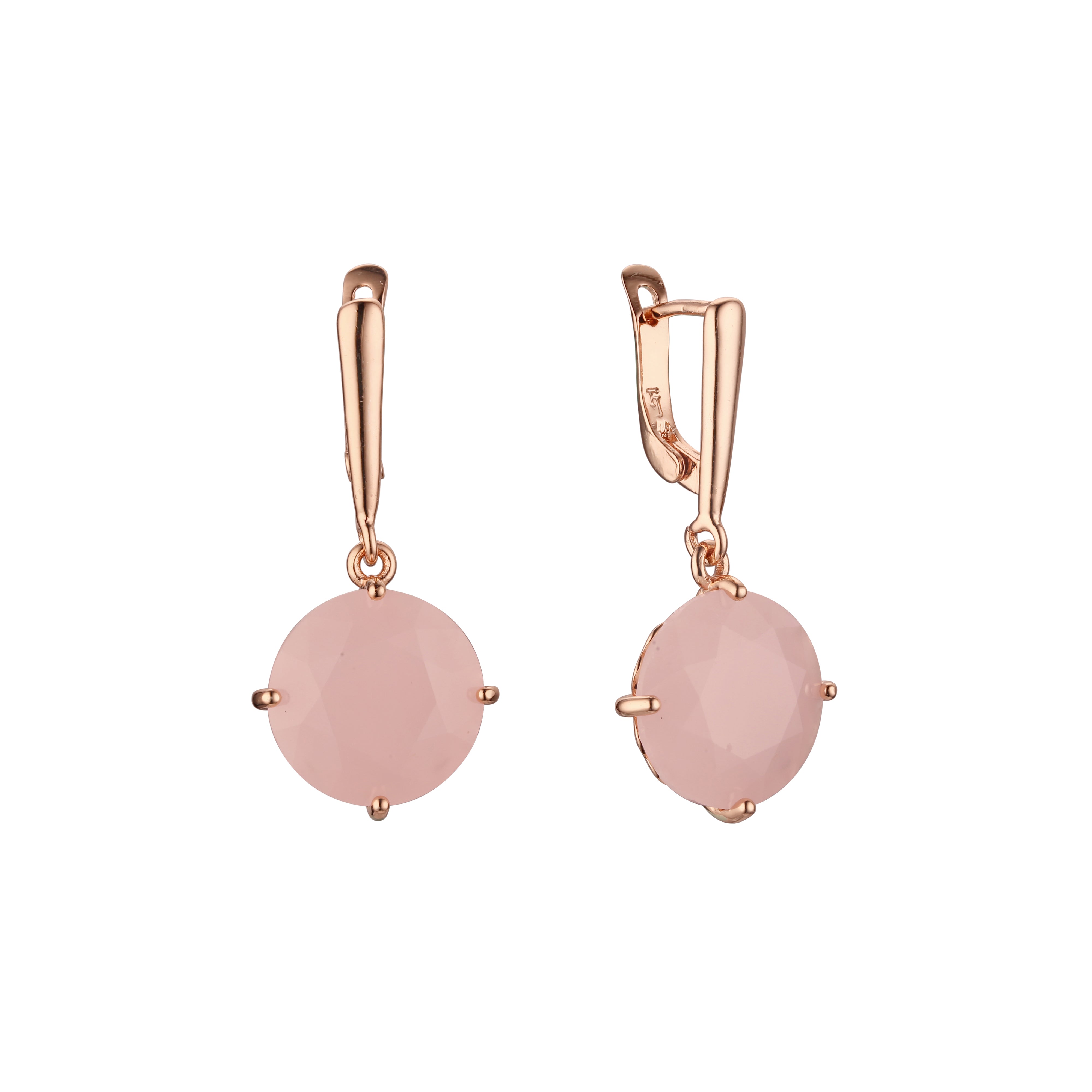 Pendientes de oro rosa con piedra redonda de colores / turquesa