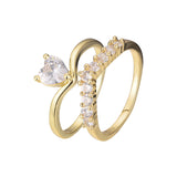 Solitaire and Wedding band stackable rings in 14K Gold,18K Gold plating colors