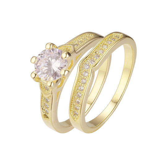 Solitaire big stone rings plated in 14K Gold