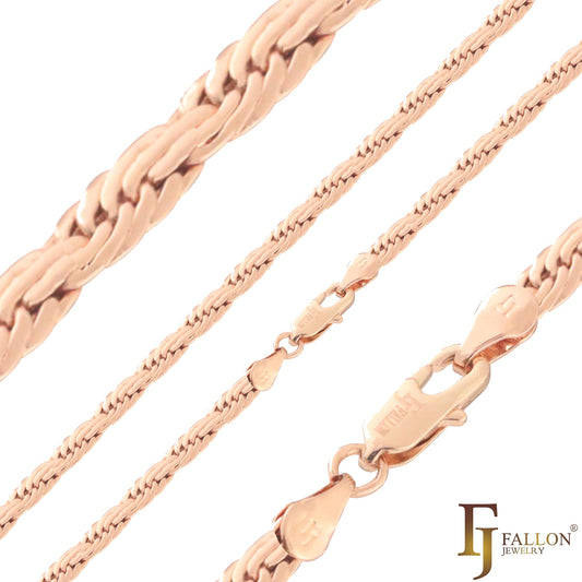 Multi Fancy C Link Oro de 14 quilates, cadenas de oro rosa