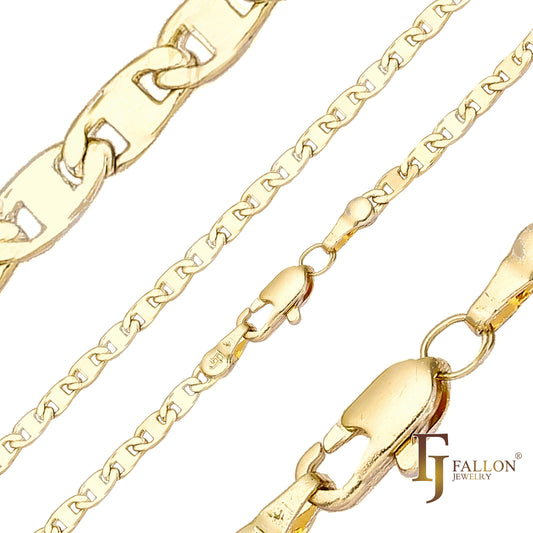 {Personalizar} Cadenas de eslabones curvos Mariner chapadas en oro de 14 quilates, oro rosa de dos tonos