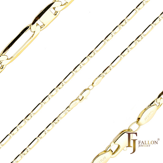 Figaro style mixed Mariner Figarucci link Chains plated in 14K Gold