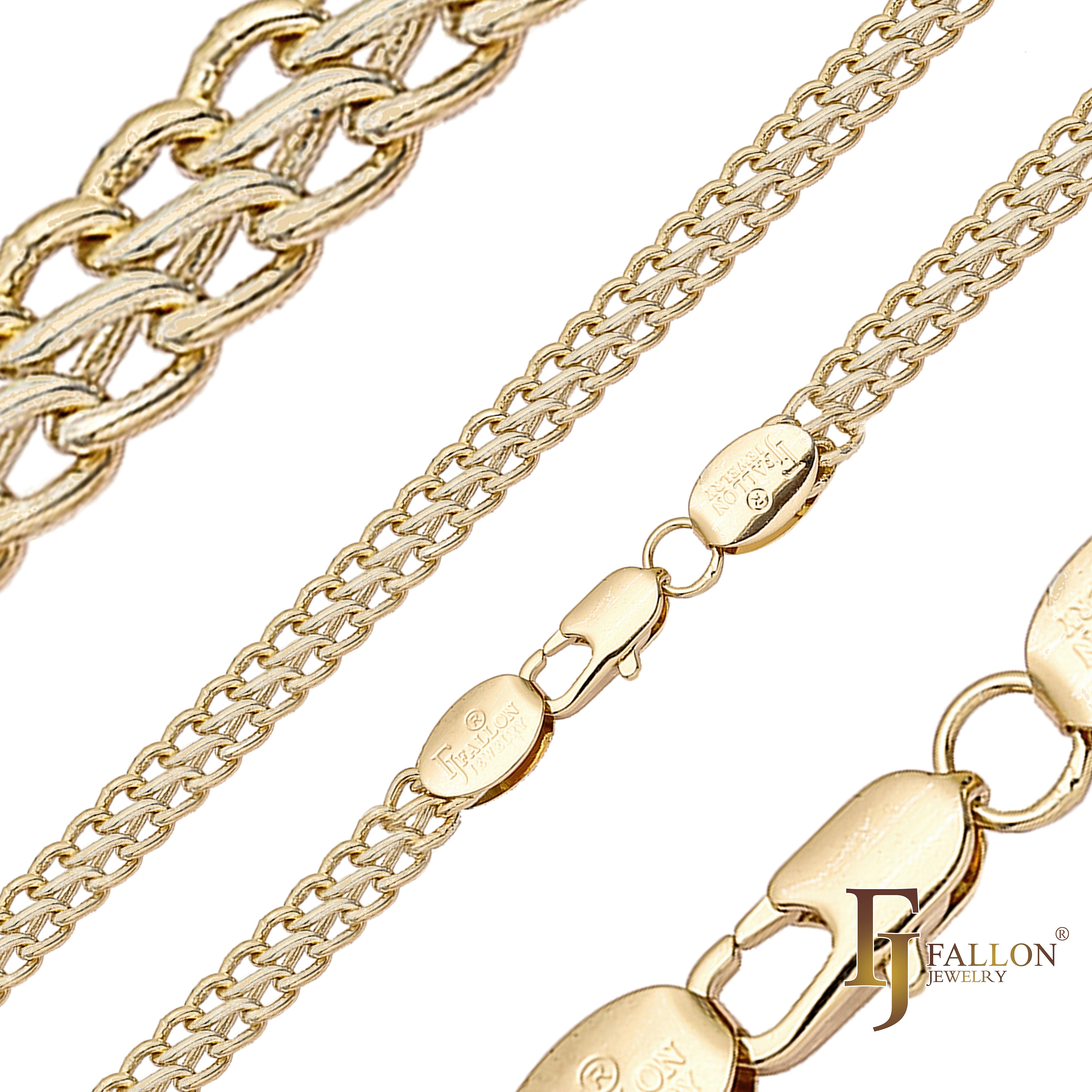 Double cable link chains plated in 14K Gold